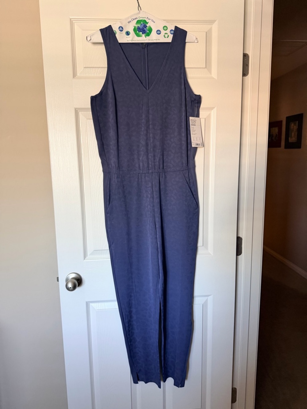 Athleta Sleeveless V-Neck Jumpsuit in Blue